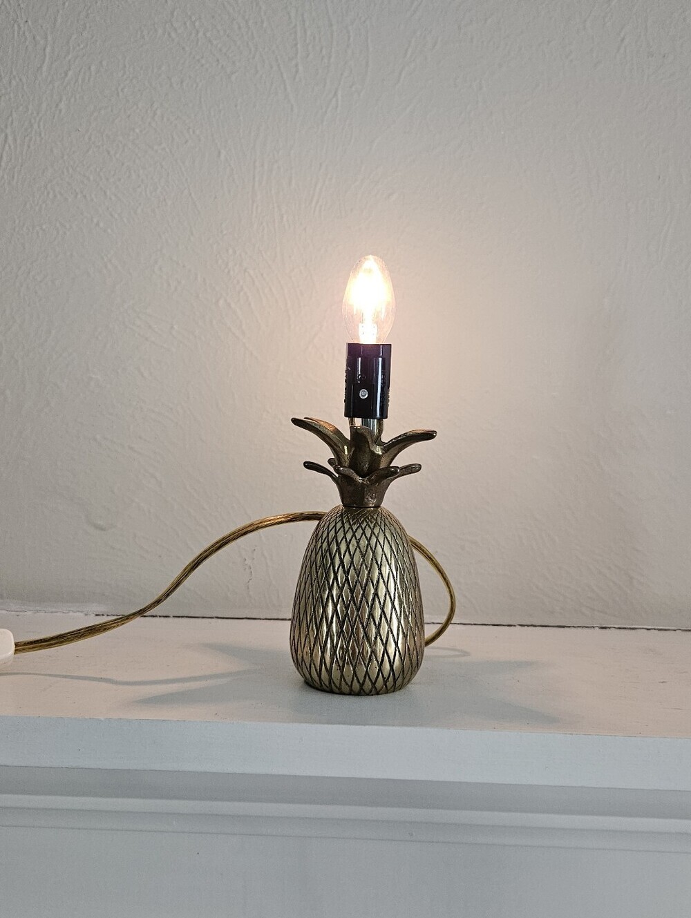 Vintage Brass Pineapple Petite Mini Table Lamp
